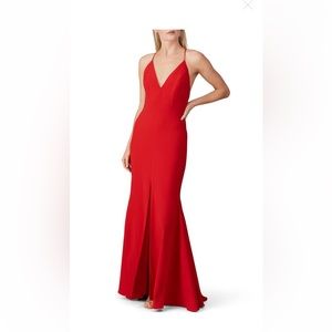 Aidan Maddox Stunning Red Plunging V Neck Dress, perfect for Prom